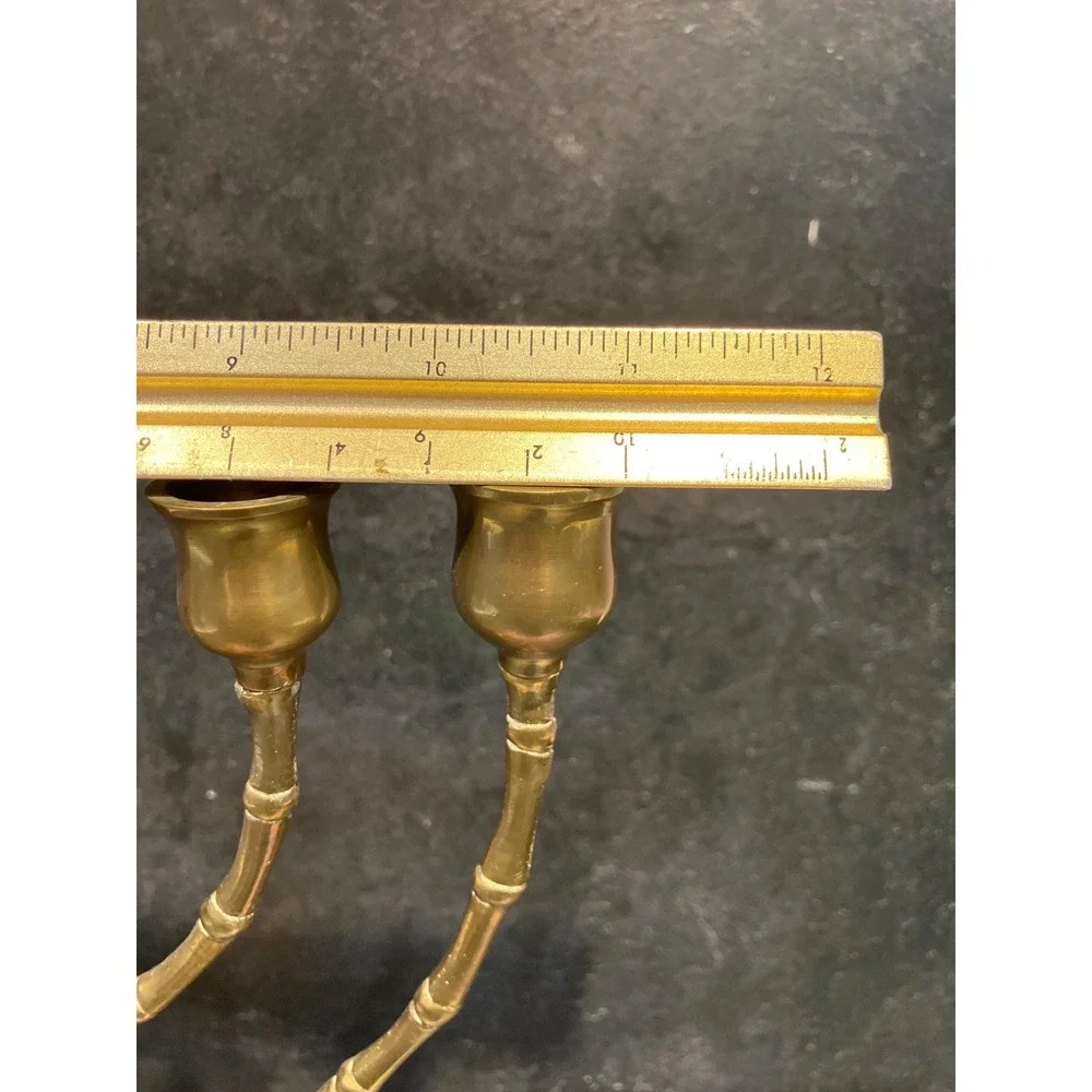 Vintage Brass 7-Arm Menorah: Bamboo‎ Style Hanukkah Candelabra